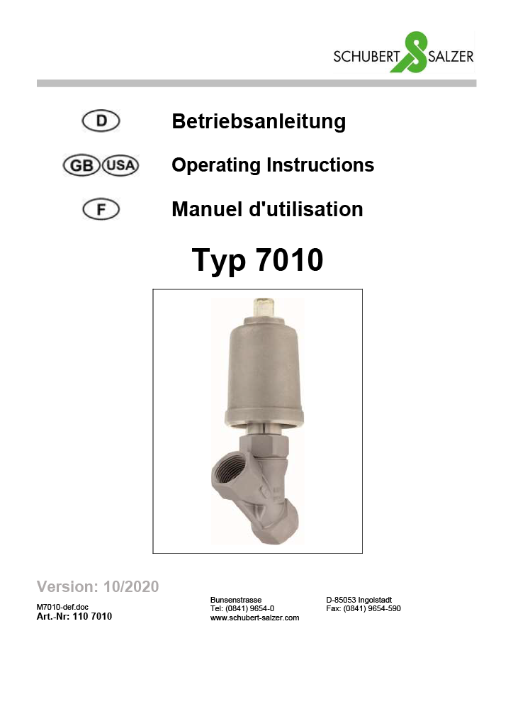 Schubert&Salzer 7010 Operating Instructions