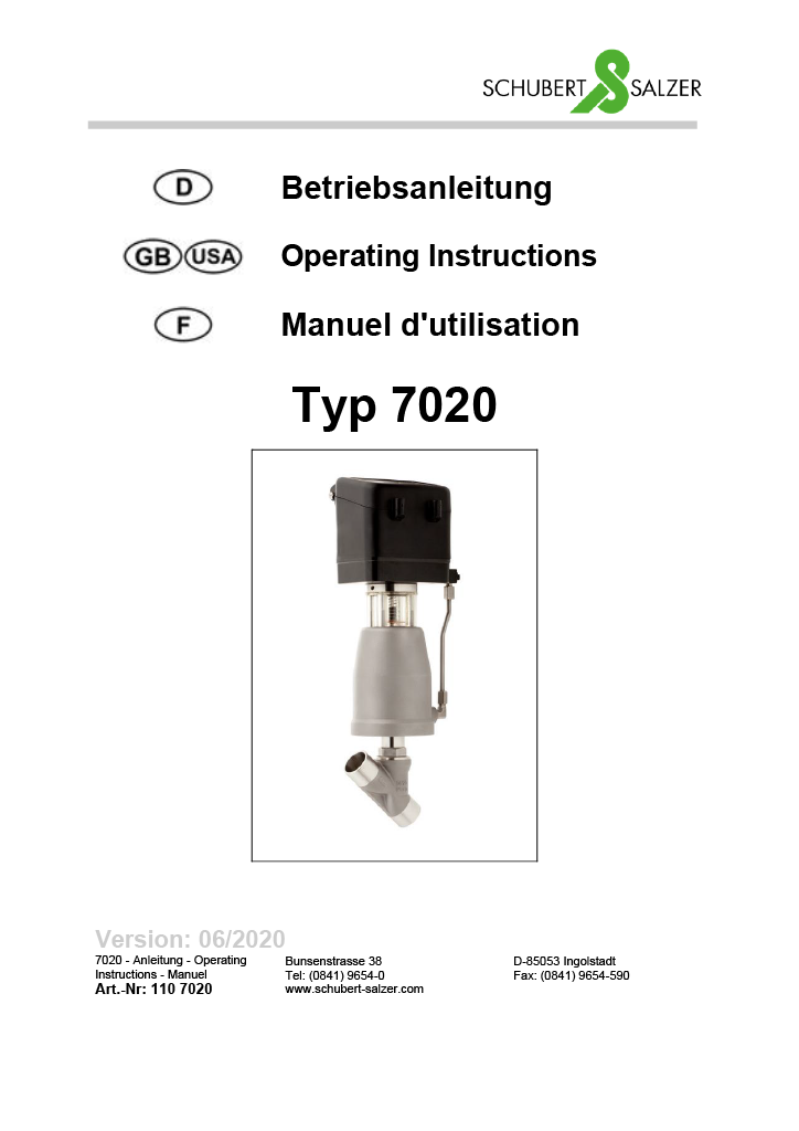 Schubert&Salzer 7020 Operating Instructions