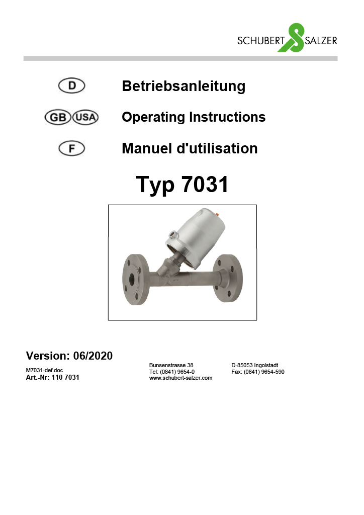 Schubert&Salzer 7031 Operating Instructions