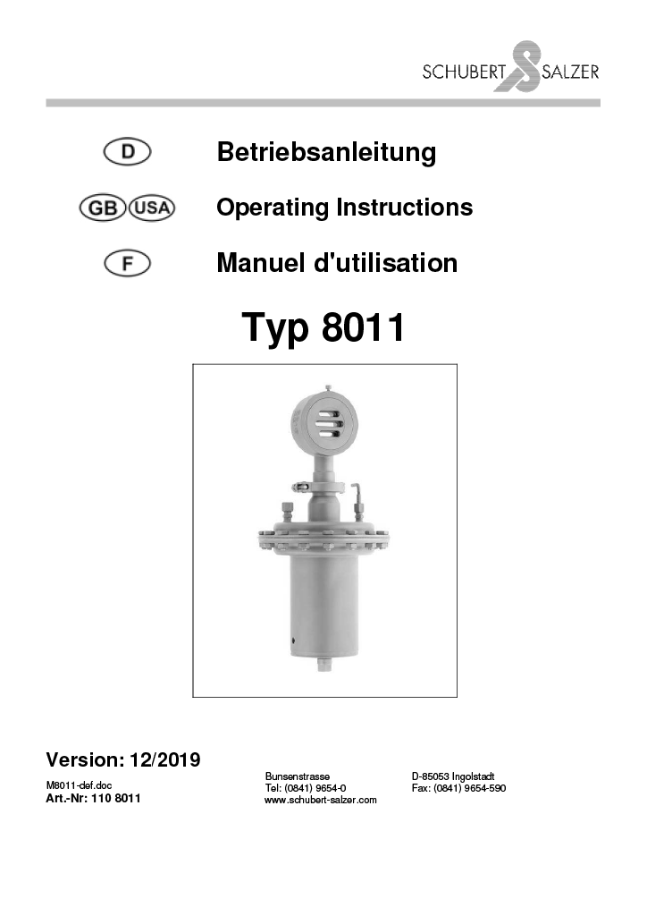 Schubert&Salzer 8011 Operating Instructions