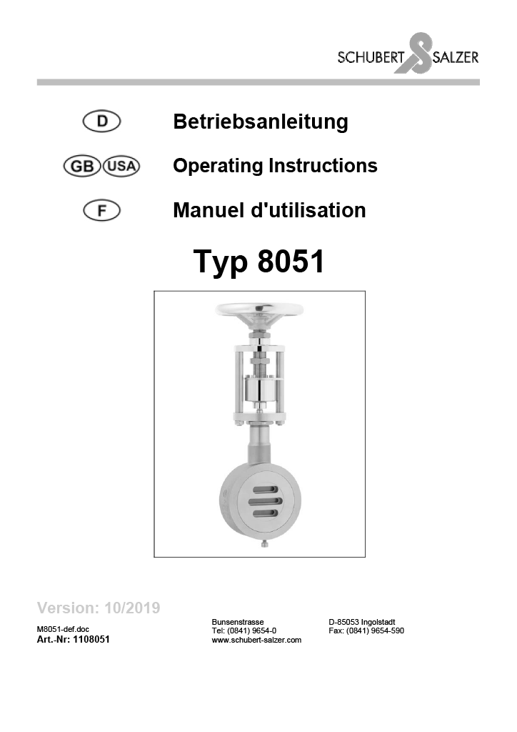 Schubert&Salzer 8051 Operating Instructions