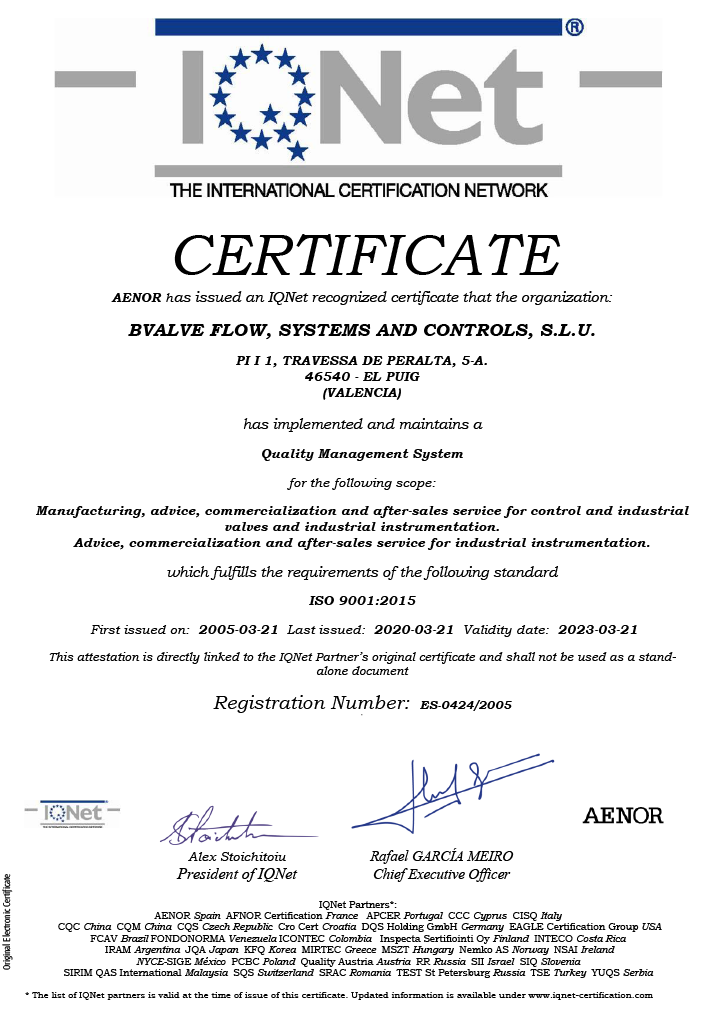 BVALVE ISO 9001:2015