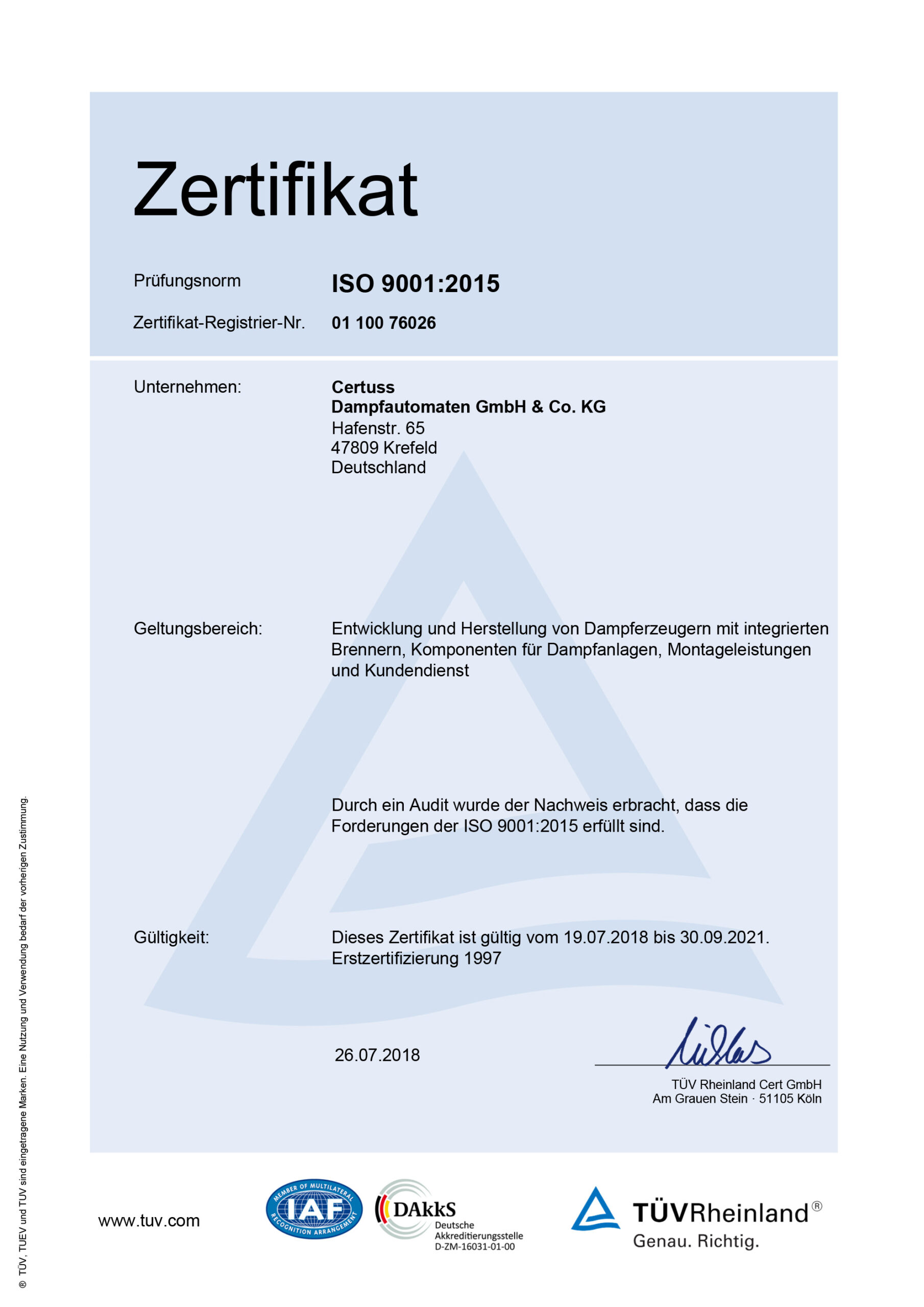 CERTUSS ISO9001:2015