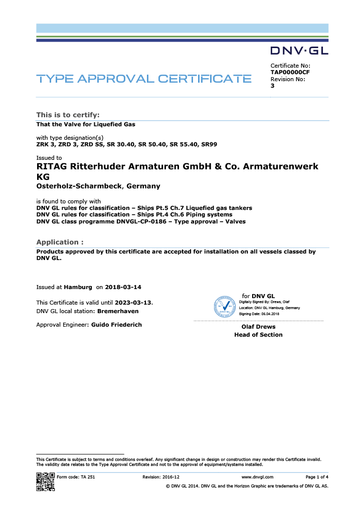 RITAG DNV-GL Certificate