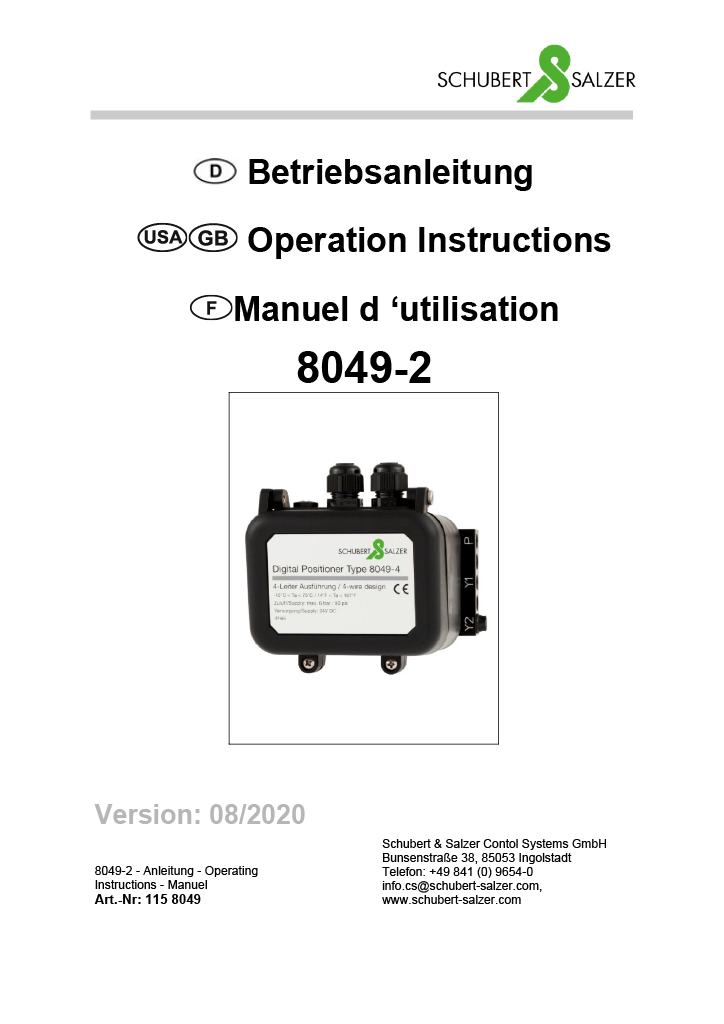 Schubert&Salzer 8049-2 Operating Instructions