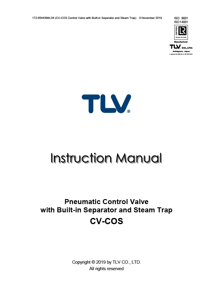 TLV CV-COS Instruction Manual